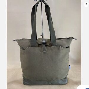 C6 North South Tote Laptop Green Army Canvas Bag